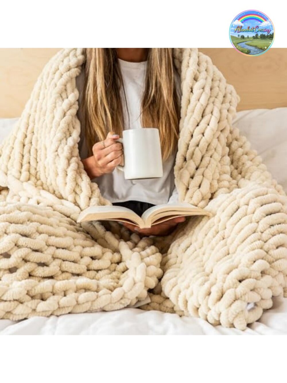 Chunky Knit Throw Blanket 50x60 Chenille Cable Knit Heavyweight
